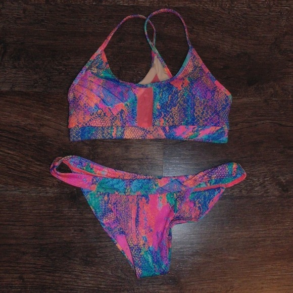 Salty Honey Other - Salty Honey Bikini Set Women Size M Multi Color New Snakeskin Mesh 2 Piece Swim
